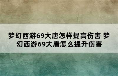 梦幻西游69大唐怎样提高伤害 梦幻西游69大唐怎么提升伤害